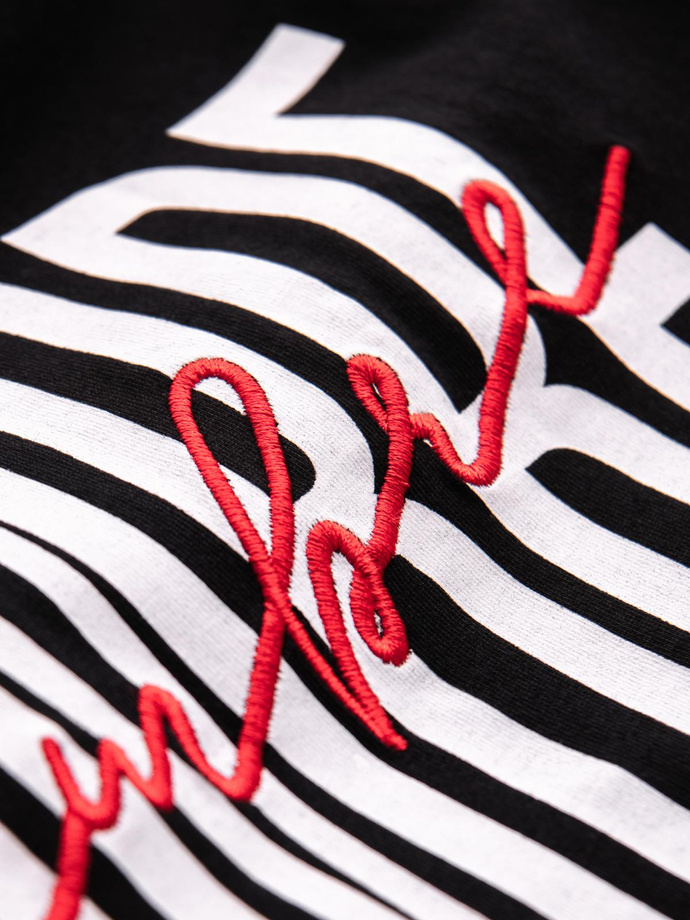 Męska koszulka bawełniana z podwójnym logotypem – czarna V2 OM-TSPT-0210