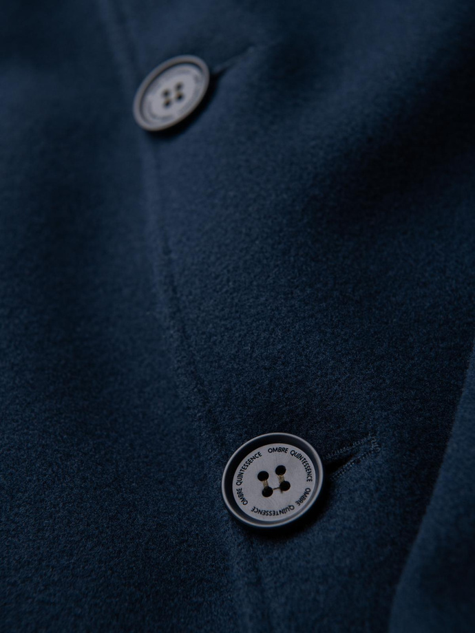 Men's long single-breasted coat with collar and undercoat - black V1 OM-COWC-0106