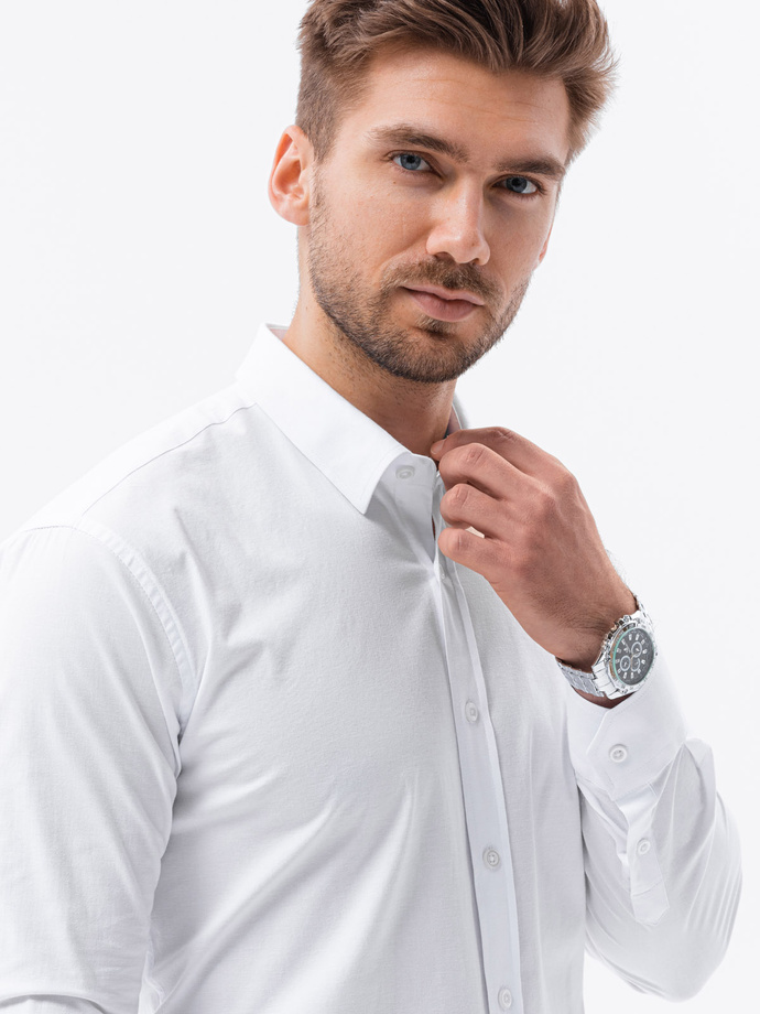 Koszula męska z długim rękawem SLIM FIT - biała K504