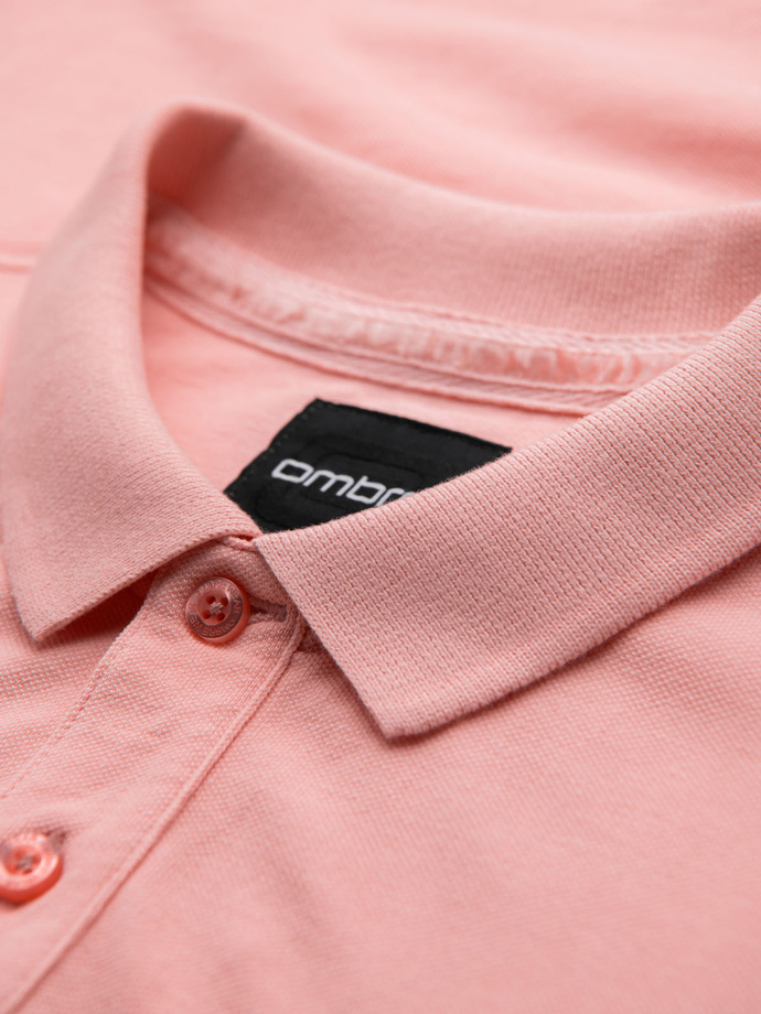 Cotton pique knit polo shirt - pink V5 OM-POSS-0103