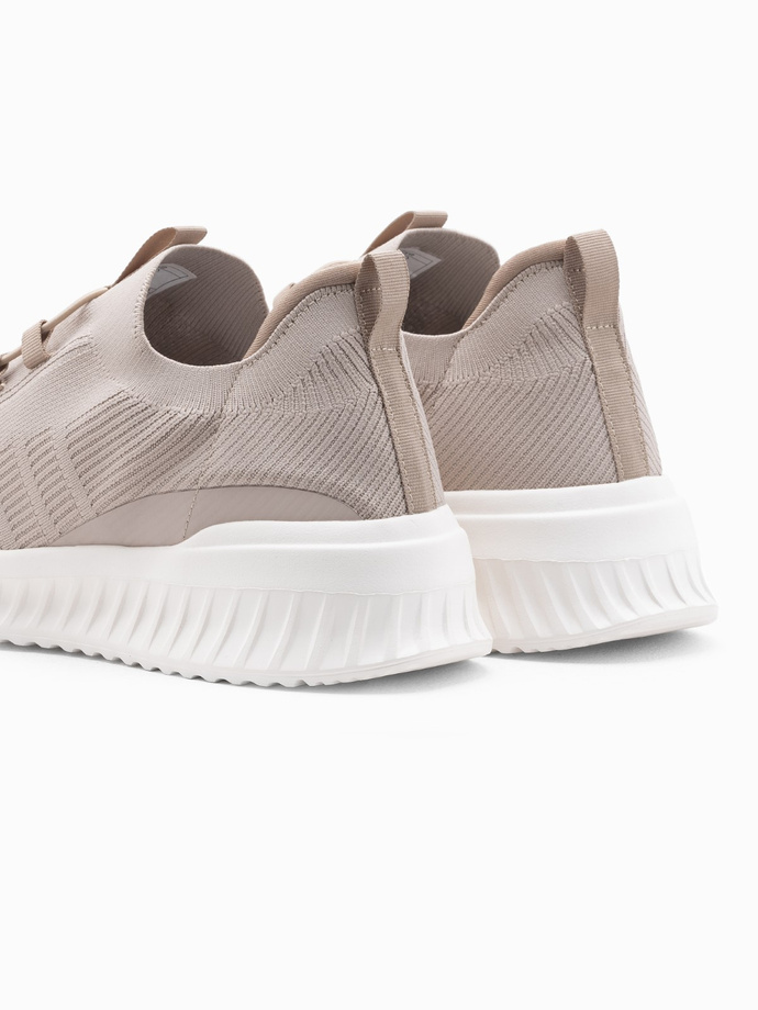 Men's slip-on sneaker shoes made of lightweight materials - beige V3 OM-FOKS-0149