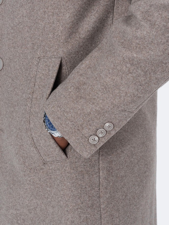 Men's lightweight single-breasted coat - light brown V4 OM-COWC-0104