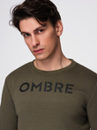 Classic men's sweatshirt with inscription - dark olive V2 B1711