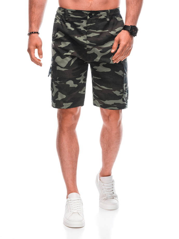 Men's cargo shorts W496 - green/camo