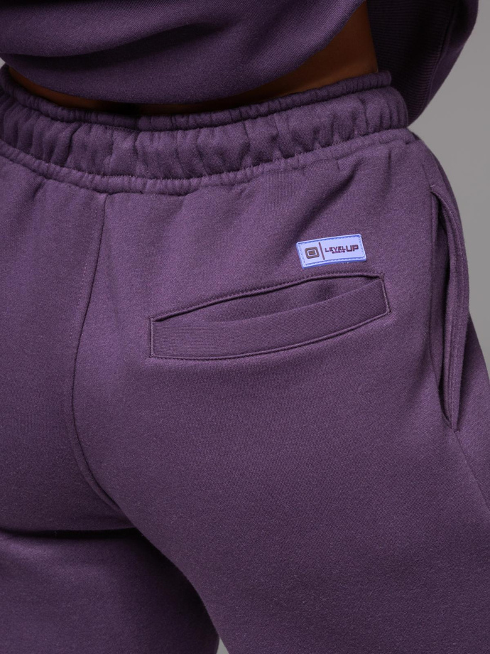 Dresowe szorty unisex ze ściągaczem w pasie – fioletowe V13 OU-SRBC-0101