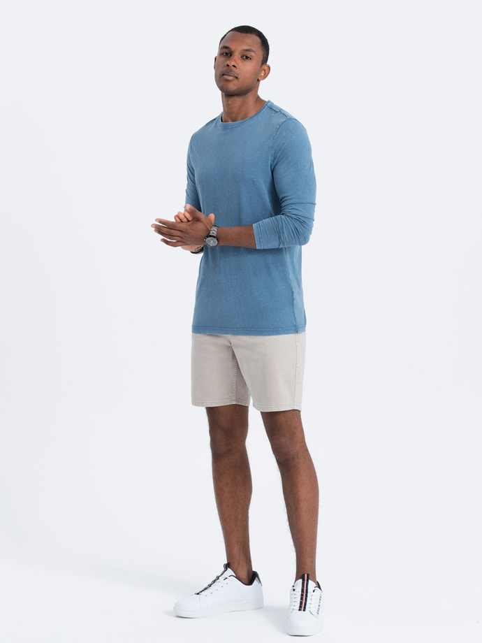 Longsleeve męski bez nadruku - błękitny V6 L131