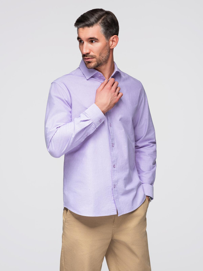 Men's cotton pastel oxford shirt - lavender V2 OM-SHOS-0183
