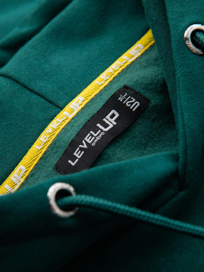 Dresowa bluza unisex z kieszeniami i kapturem – ciemnozielona V17 OU-SNBC-0105