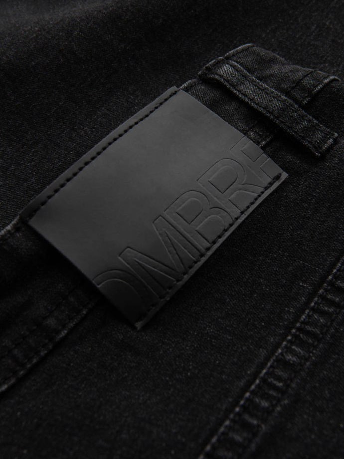 Men's denim shorts with rolled up legs - black V4 OM-SRDS-0134