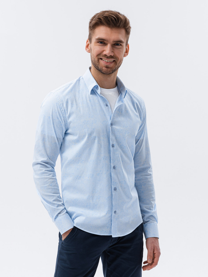 Men's shirt with long sleeves - light blue K609