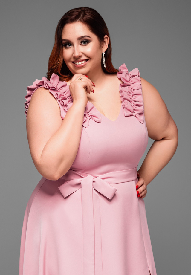 Evening dress LA-OM-DLR021 - powder pink