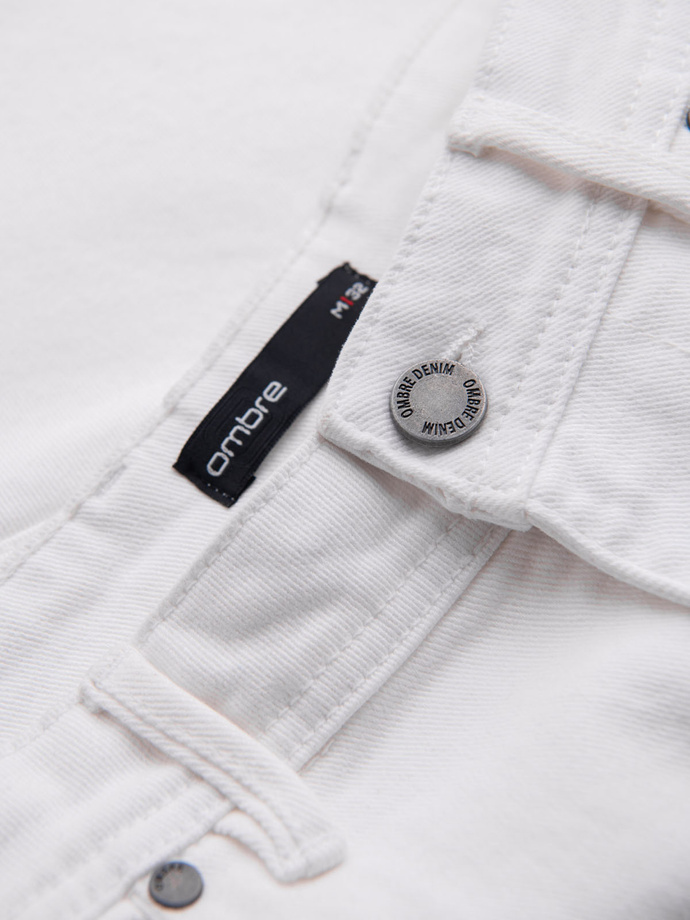 Men's denim shorts with a classic cut - white V1 OM-SRDS-0171