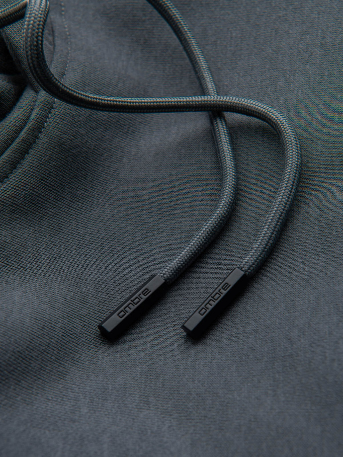 BASIC men's cotton kangaroo hooded sweatshirt - graphite V11 OM-SSBN-0161