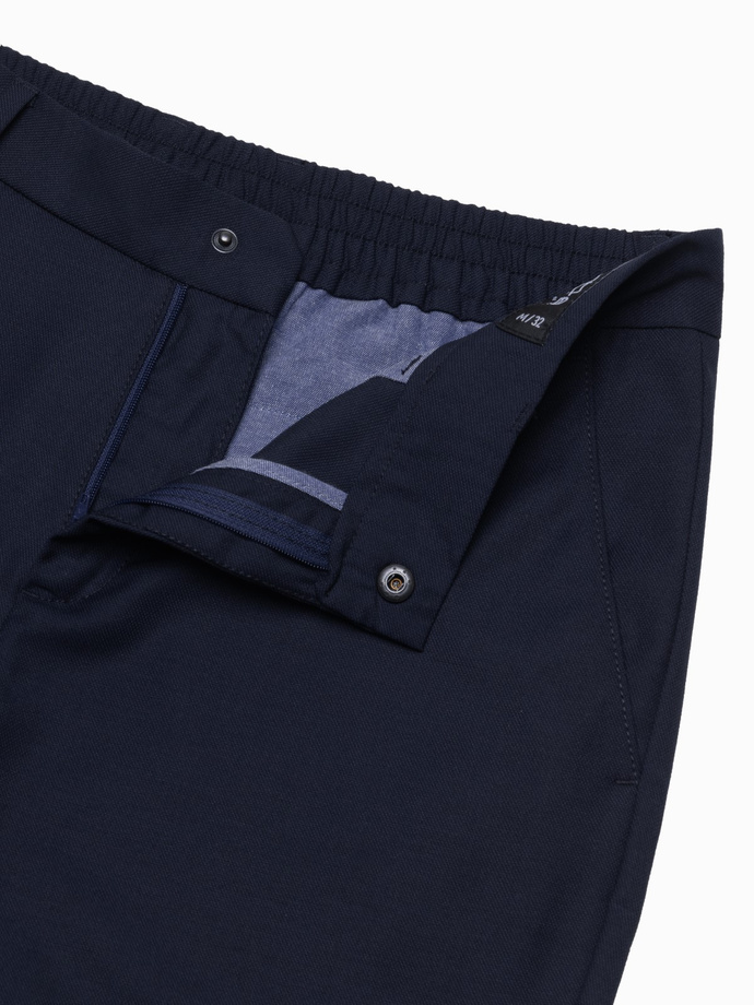 Men's chino pants with elastic waistband SLIM FIT - navy blue V3 OM-PACP-0157