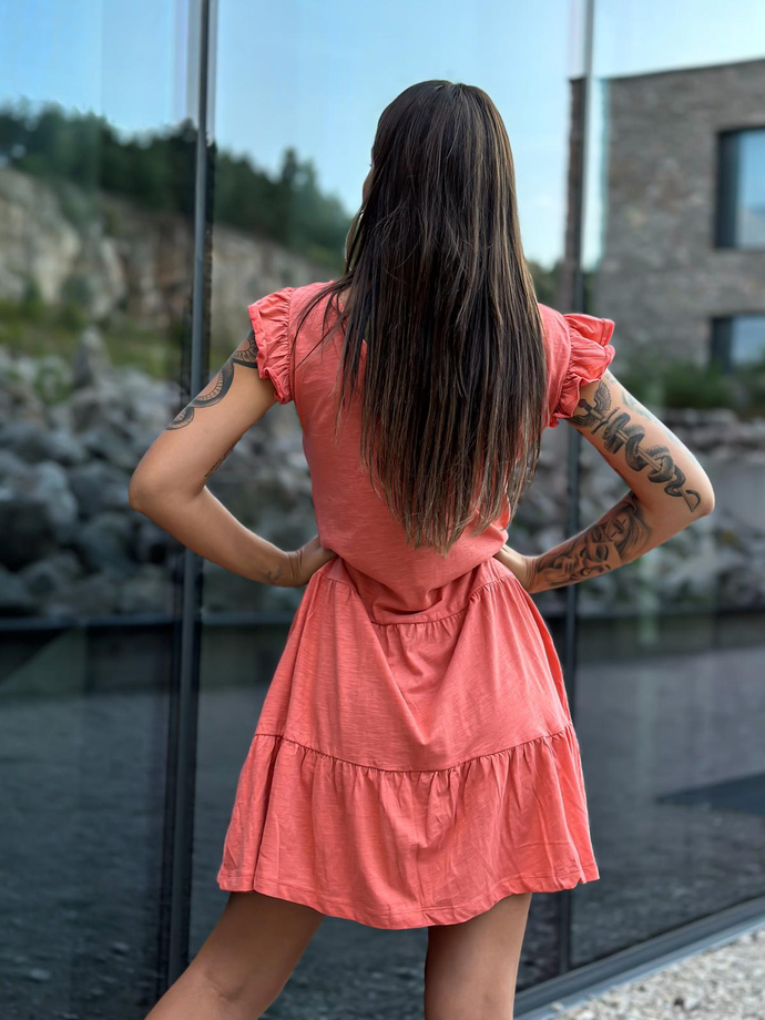 Dress with frills on shoulders - DLR117 orange
