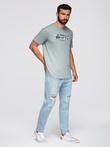 Men's CARROT FIT denim pants with rubbing - light blue V1 OM-PADP-0250