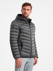 Lightly insulated quilted men's jacket with satin trim - graphite V14 OM-JALP-0180