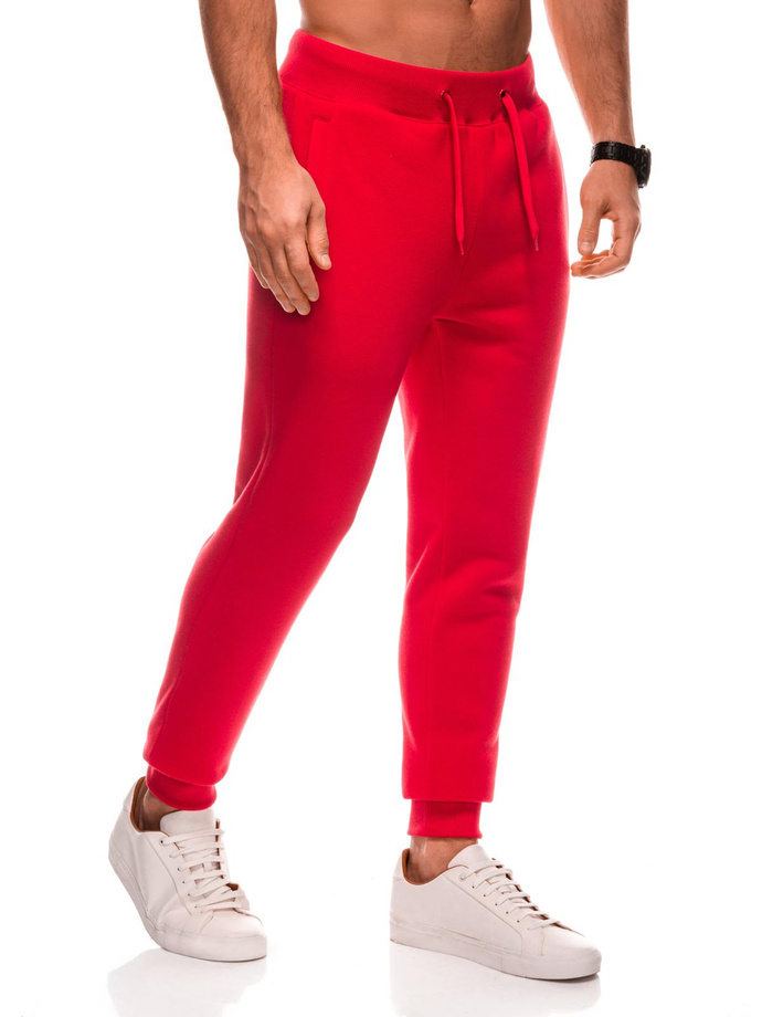 Jednolite spodnie męskie dresowe joggery BASIC – czerwone V4 EM-PABS-0108