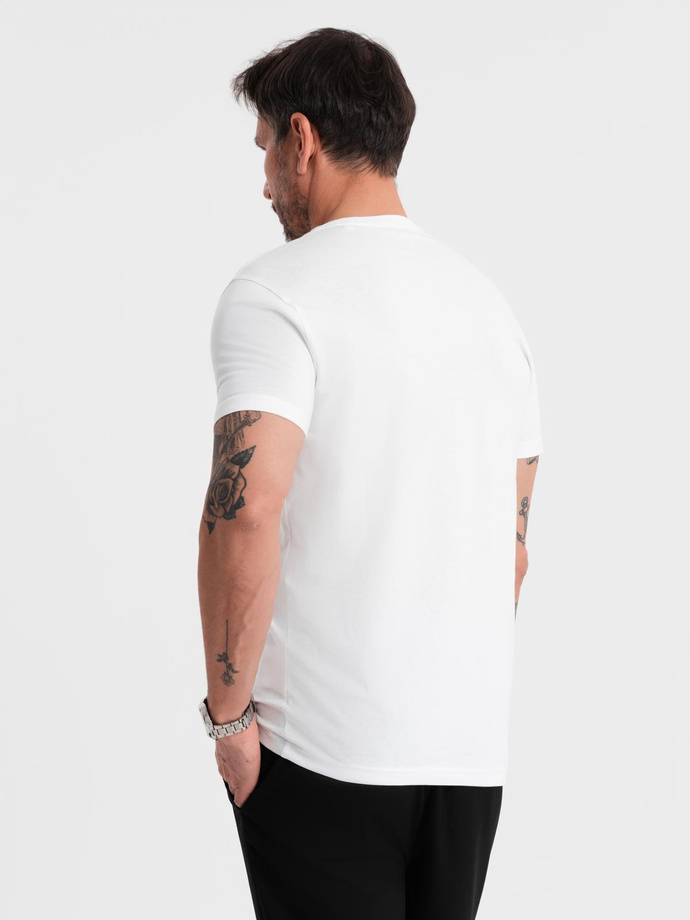 Men's BASIC classic cotton T-shirt - white V4 OM-TSBS-0236