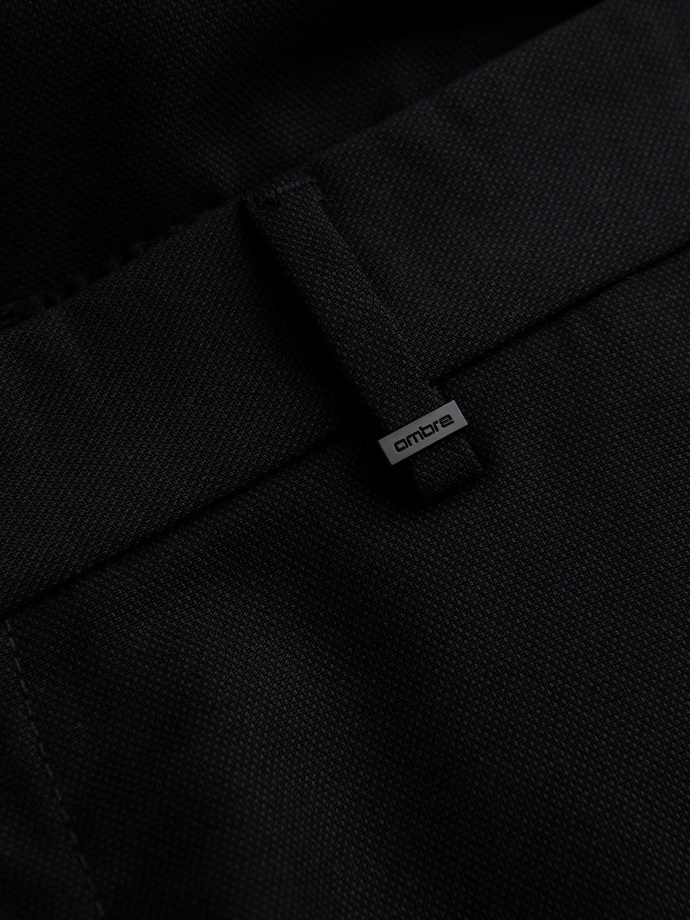 Męskie spodnie chino REGULAR FIT z gumką w pasie – czarne V4 OM-PACP-0157