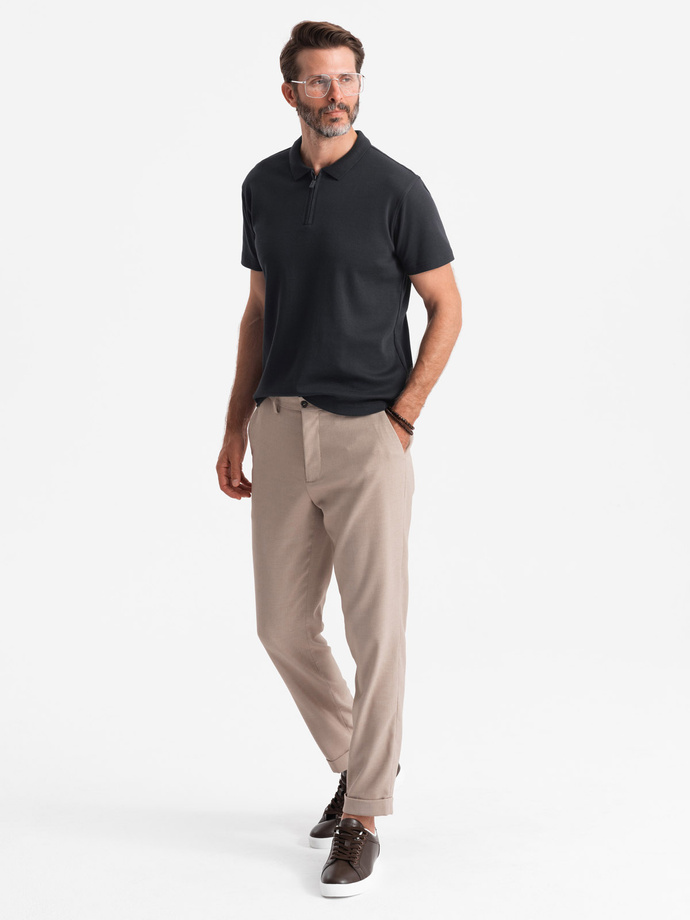 Men's zippered collar polo shirt - black V8 OM-POSS-0132