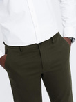 Men's SLIM FIT chino pants with fine texture - dark olive green V4 OM-PACP-0190