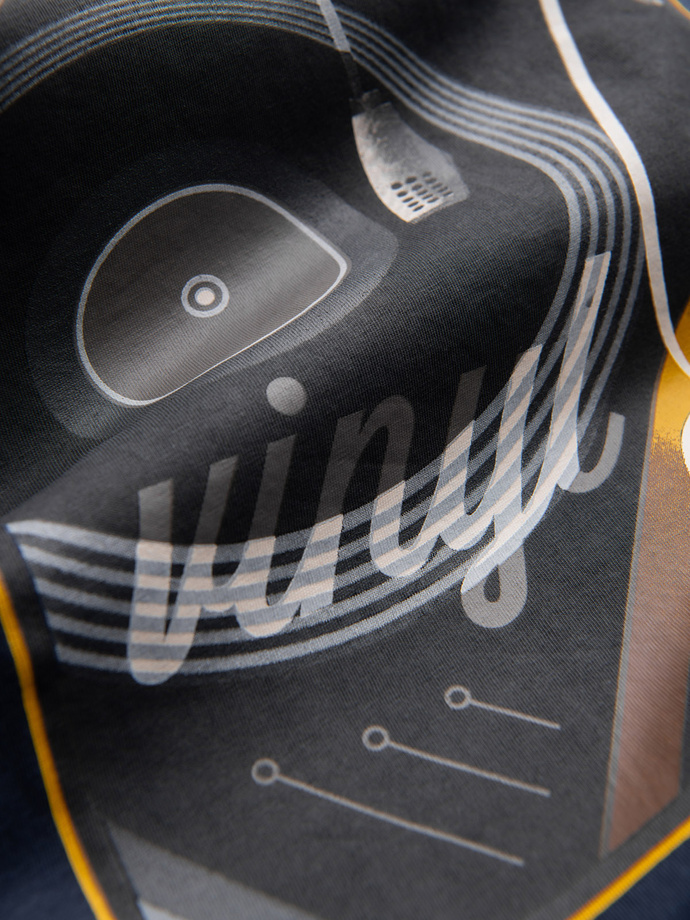 T-shirt męski bawełniany z nadrukiem winyl - granatowy V2 OM-TSPT-0119