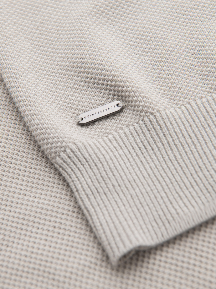 Men's cotton structured knit polo shirt - beige V6 OM-POSS-0117