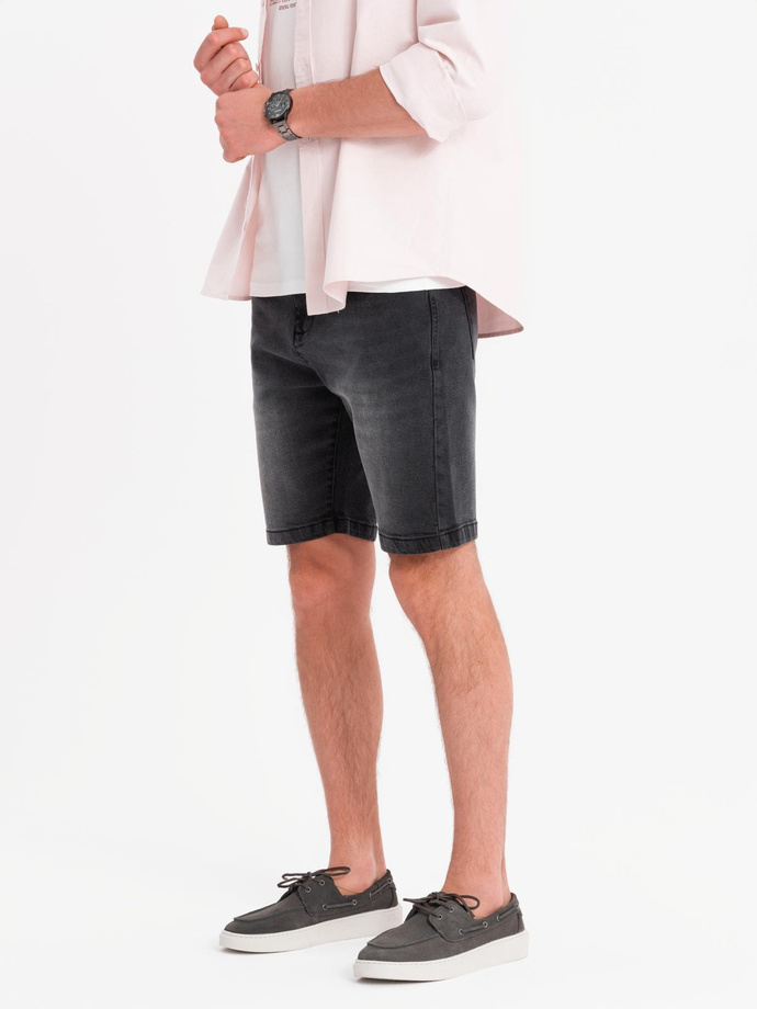 Men's classic cut denim shorts - black V4 OM-SRDS-0171