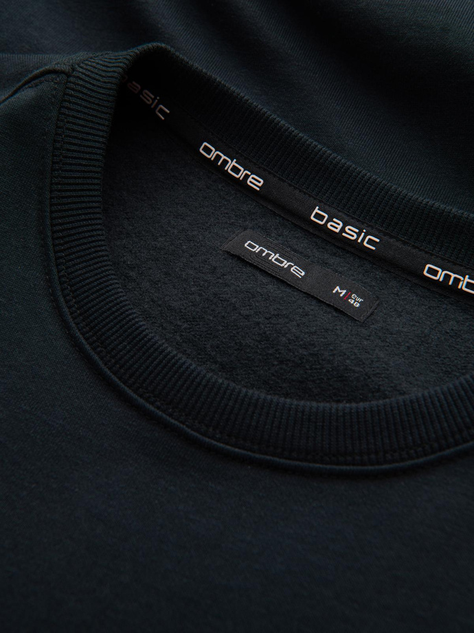 BASIC men's non-stretch cotton sweatshirt - black V9 OM-SSBN-0159