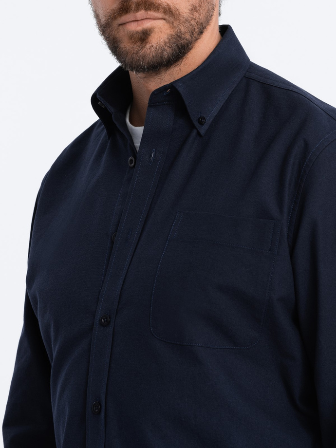 Men's cotton oxford shirt with REGULAR pocket - navy blue V5 OM-SHOS-0108