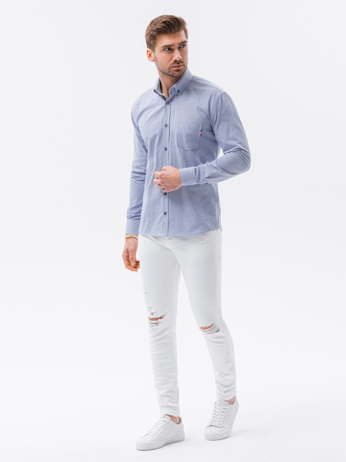 Men's shirt with long sleeves - blue K643