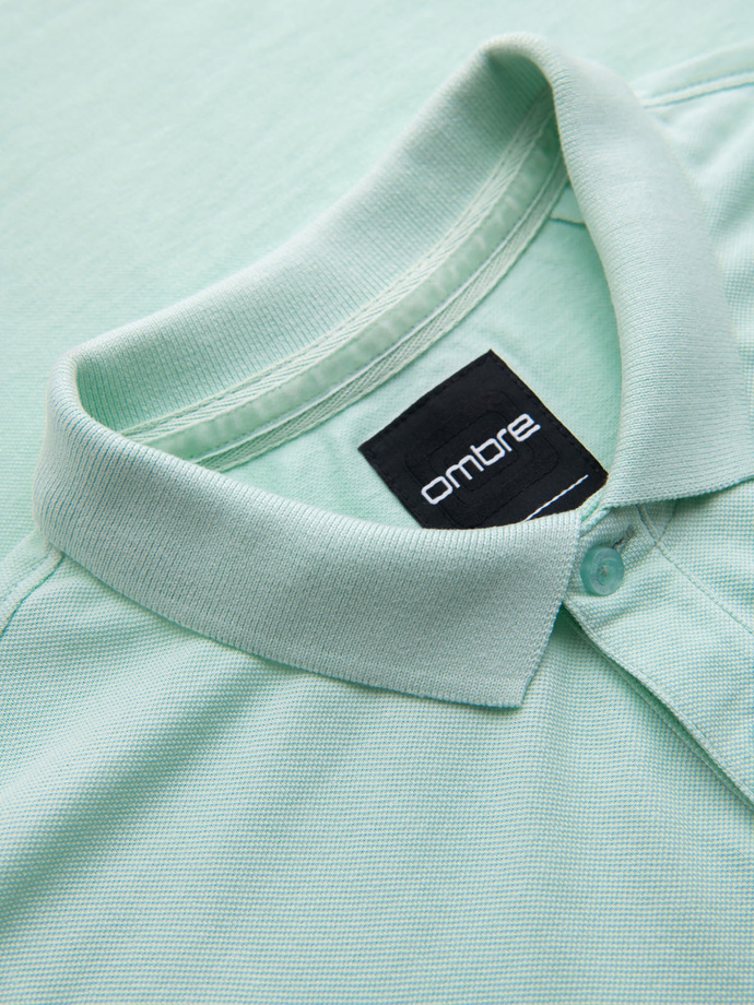 Cotton pique knit polo shirt - mint V1 OM-POSS-0103