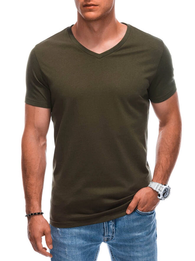 Men's basic V-neck t-shirt EM-TSBS-0101 - olive V9