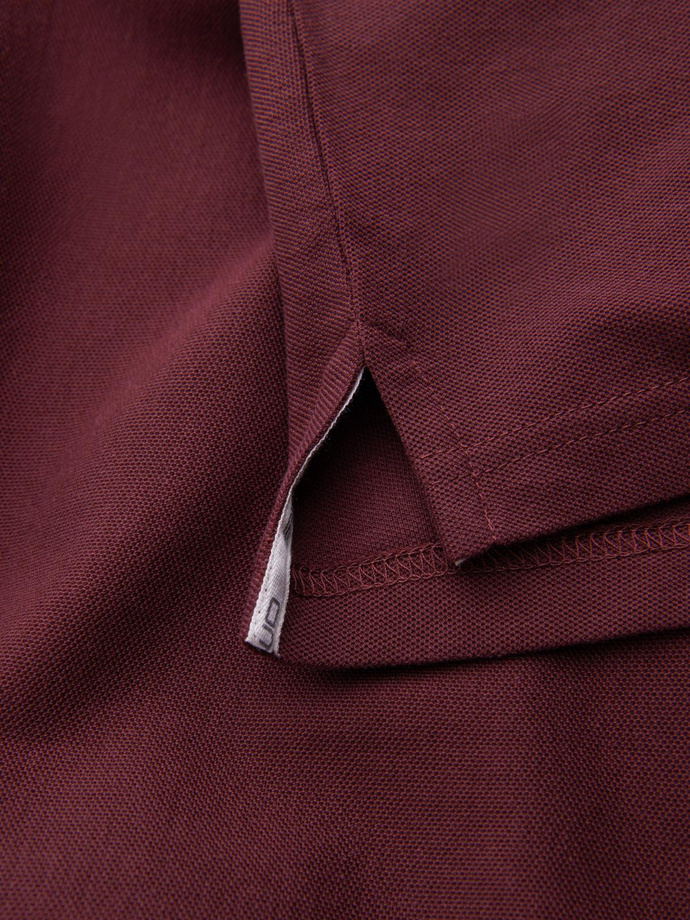 Męska jednokolorowa koszulka polo BASIC z dzianiny pique - bordowa V10 OM-POBS-0100