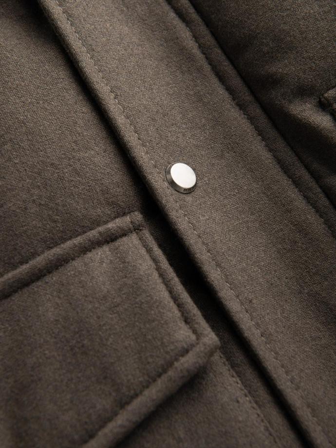 Men's long warm parka jacket with wool - dark grey melange V4 OM-JALJ-0217