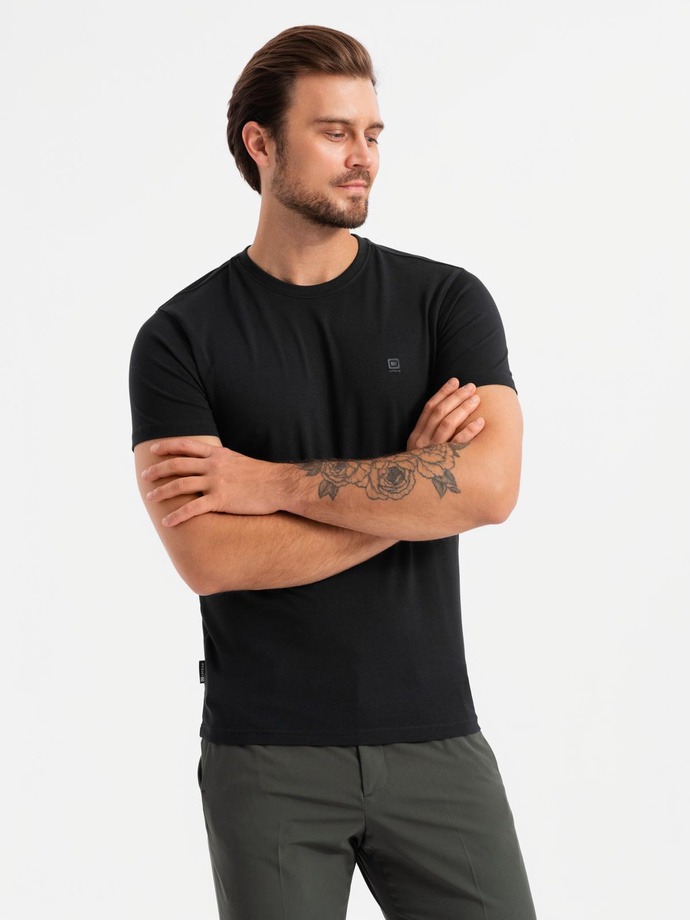 Set of men's t-shirts with round neckline - white/navy/black V2 Z102