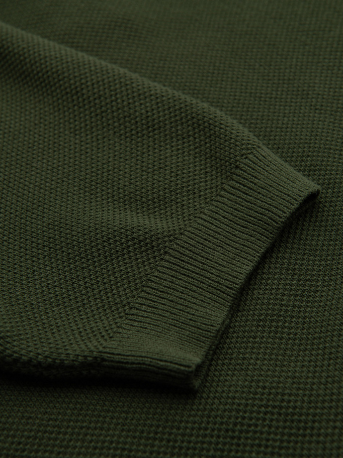 Men's cotton structured knit polo shirt - olive V1 OM-POSS-0117