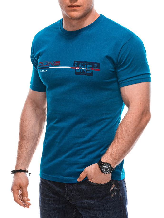 Men's printed t-shirt S1715 - turquoise