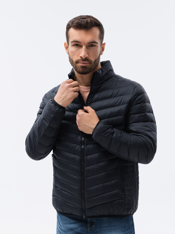 Men's mid-season quilted jacket - black C528