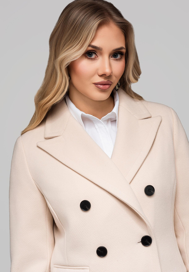 Women's double-breasted fitted coat LARICA OW-COLC-0108 v3 - beige