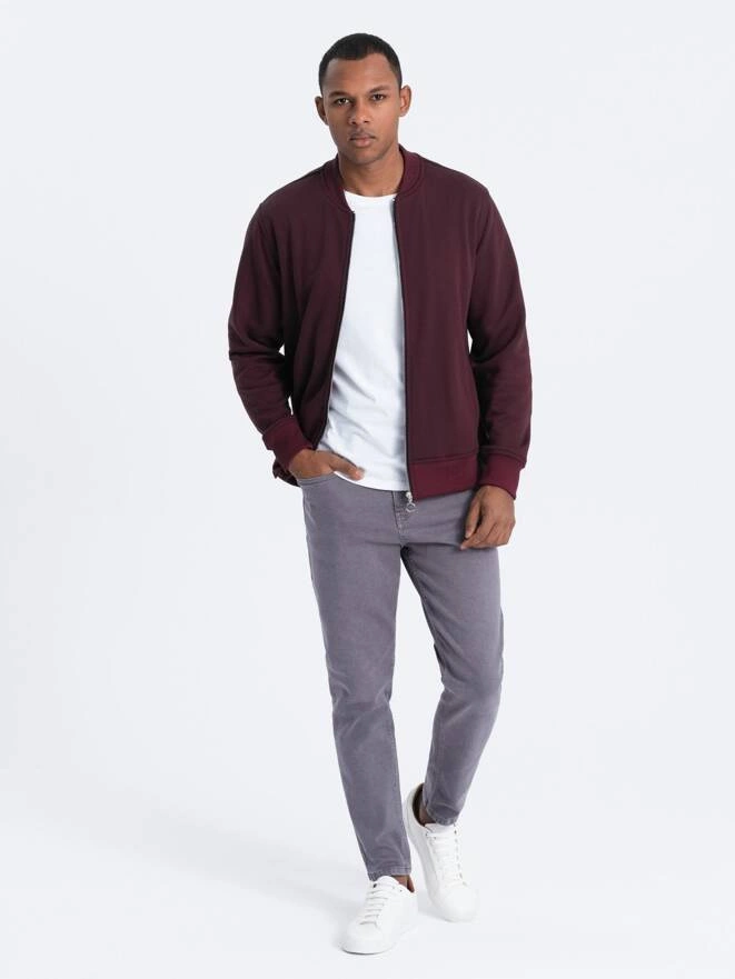 Jeansowe spodnie męskie bez przetarć SLIM FIT - grafitowe V5 OM-PADP-0148