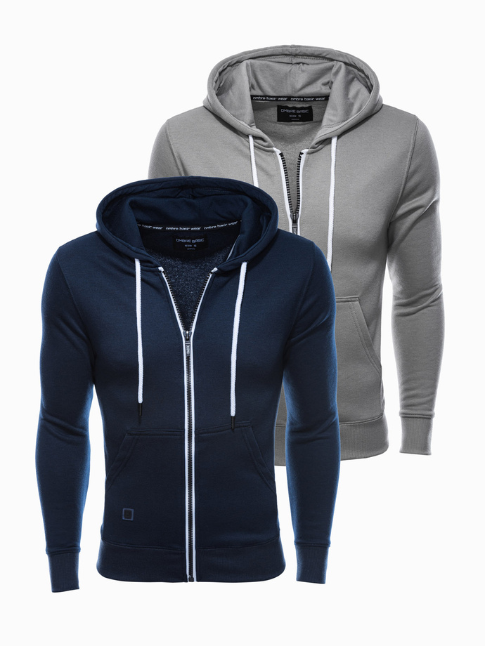 BASIC 2-pack men's unbuttoned hoodie set - mix V4 Z33