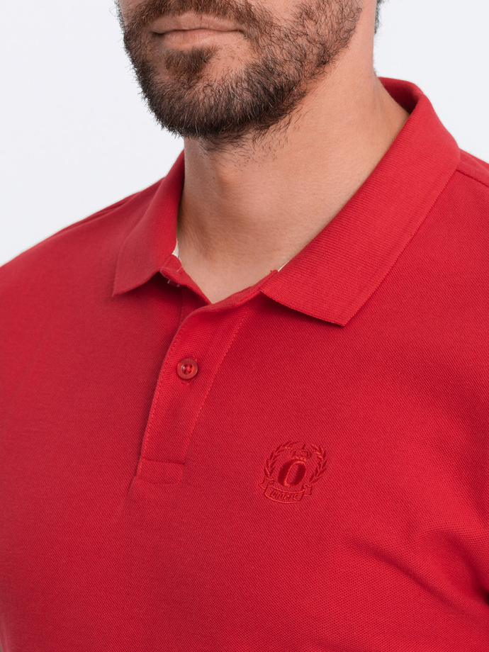 Men's pique knit polo shirt - red V22 S1374
