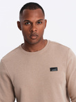 Men's non-stretch sweatshirt with metal pin - beige V1 OM-SSNZ-0136