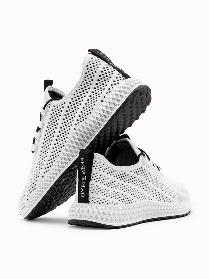 Buty męskie wsuwane sneakersy z siateczki - białe V7 OM-FOKS-0117