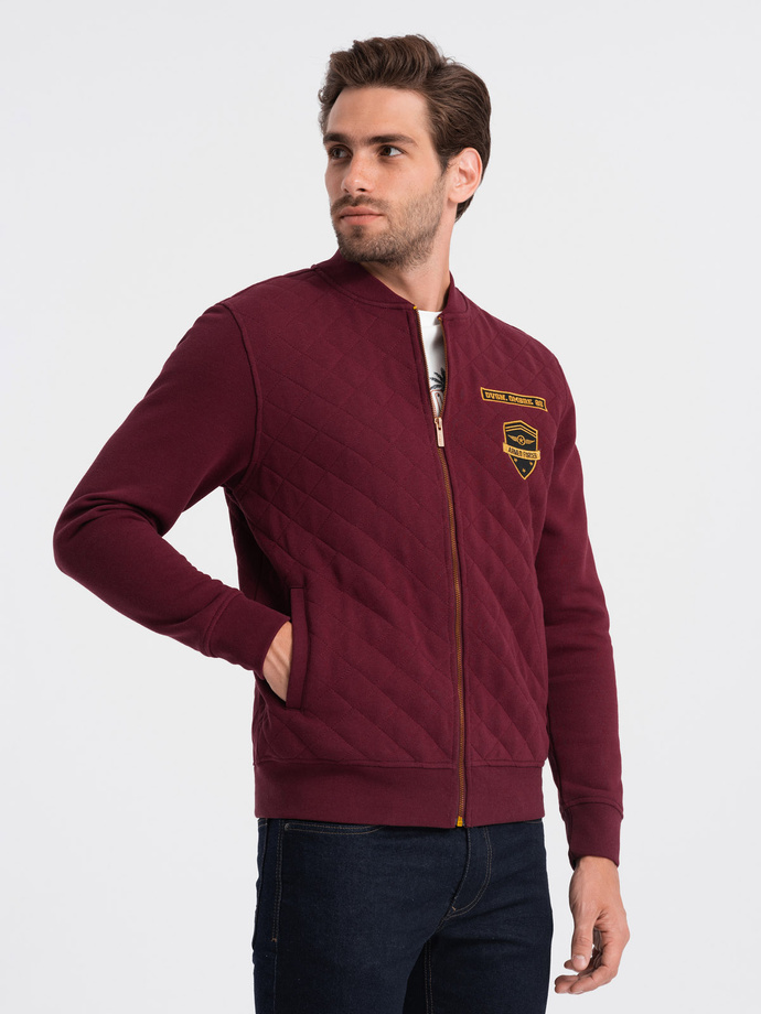 Men's zip-up sweatshirt - dark red B1422