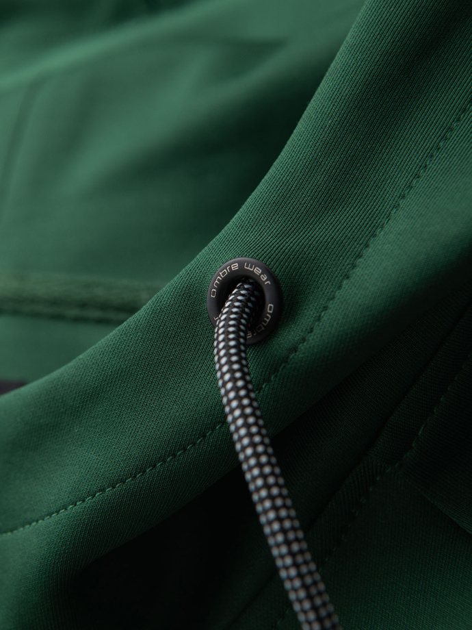 Unzipped men's hooded sweatshirt with piping - dark green V7 OM-SSZP-0210