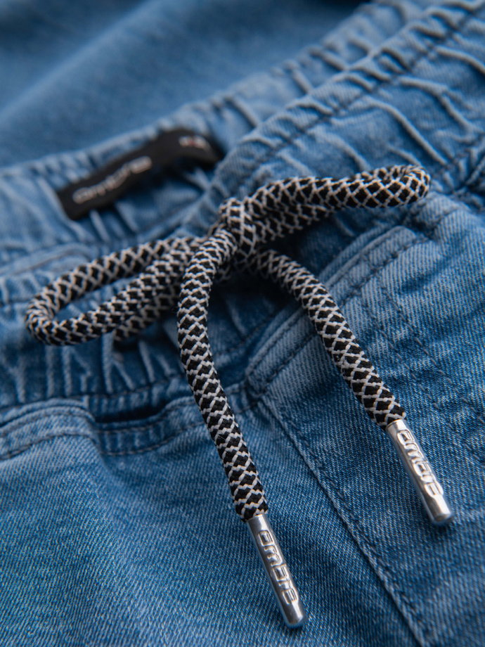 Jeansowe szorty męskie z podwinięta nogawką - jasnoniebieskie V1 OM-SRDS-0161