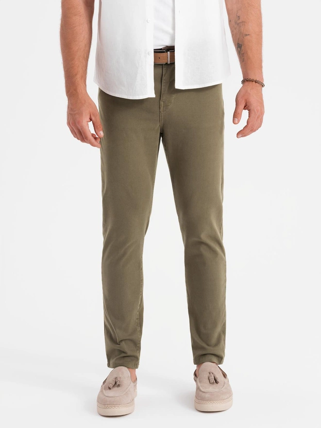Men's tailored chino pants - olive V3 OM-PACP-0151